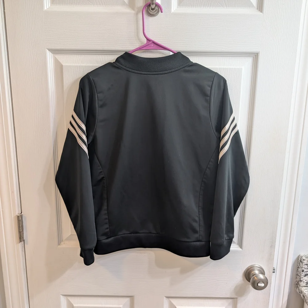 Adidas Youth Black With Rose‎ Gold Stripes Full Zip Track Jacket - Size XL